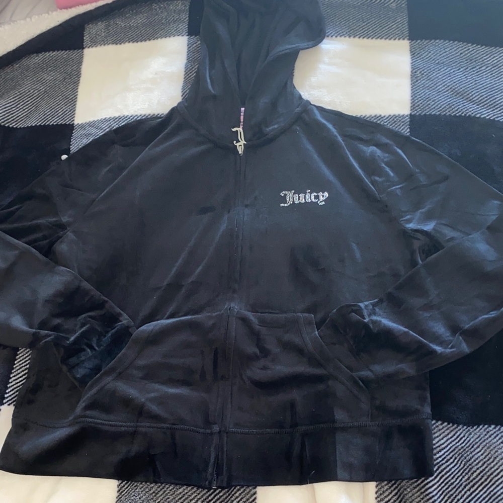 NEW Juicy Couture Black Velour Full Zip Jacket